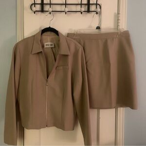 Byer Too Vintage 90s Y2K Tan Zip-Up Jacket and Mini